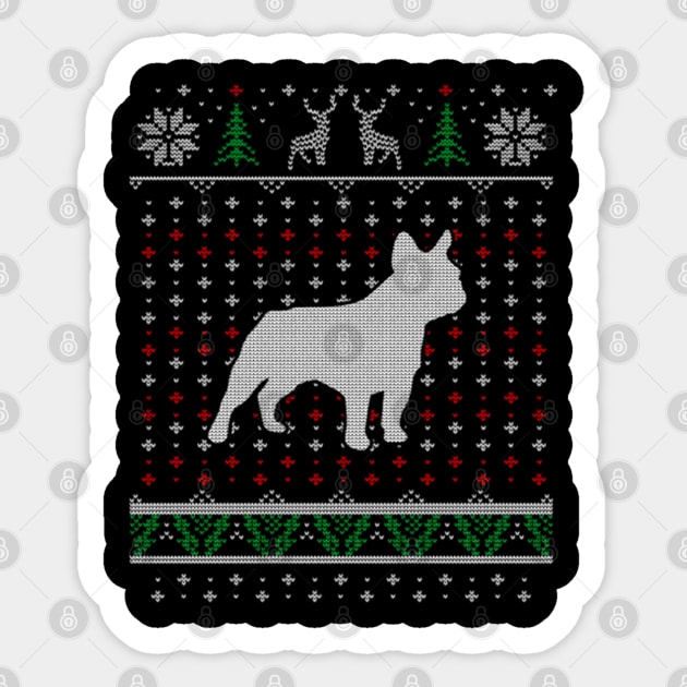 French Bulldog Ugly Christmas Sweater Gift For Dog Lover Sticker by uglygiftideas